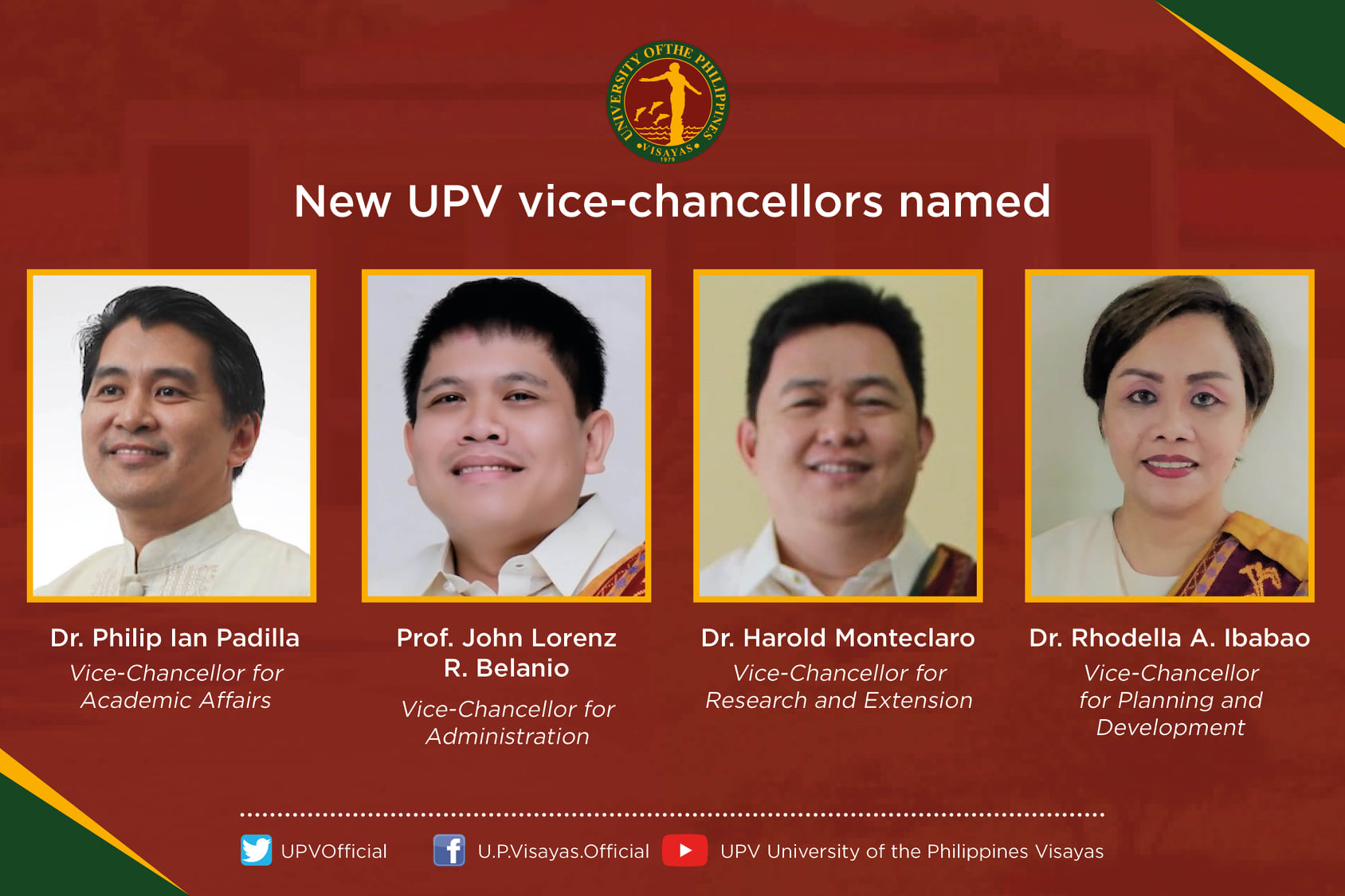 New UPV vice-chancellors named