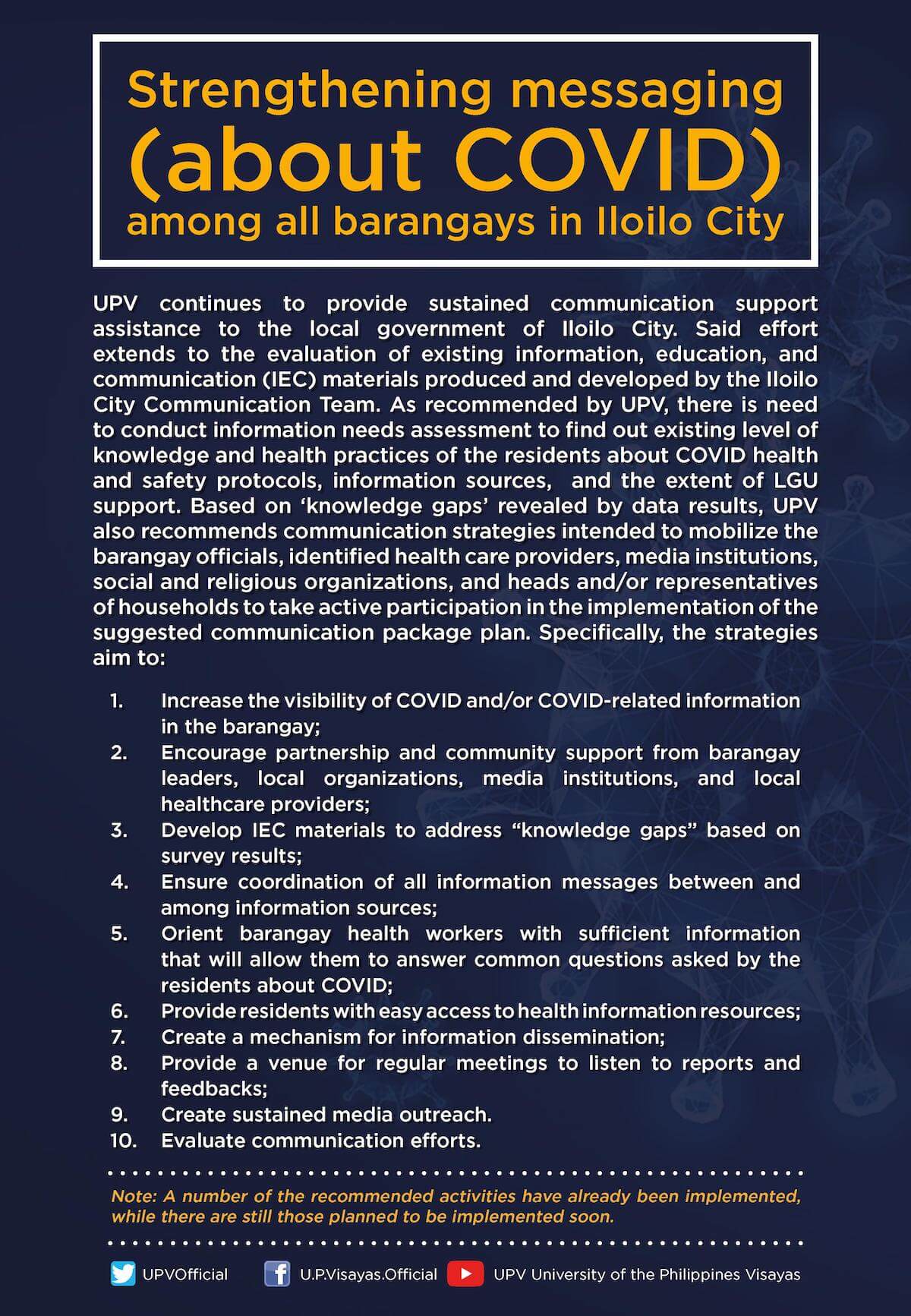 Strengthening messaging (about COVID) among all barangays in Iloilo City