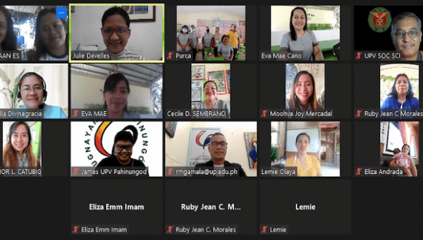 2 Pahinungod volunteer resource speakers talk on the preparation for the face-to-face instruction for Sadaan Elementary School teachers