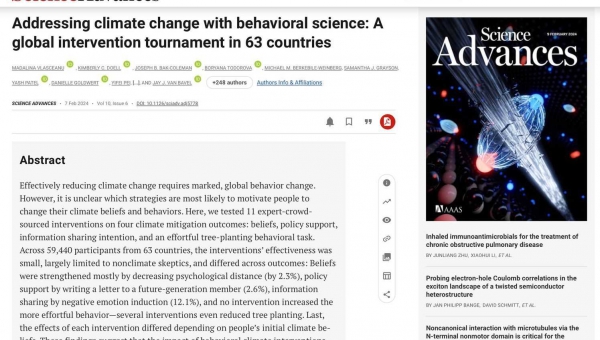 Science Advances publishes climate change intervention research, Guilaran lone member from PH uni 