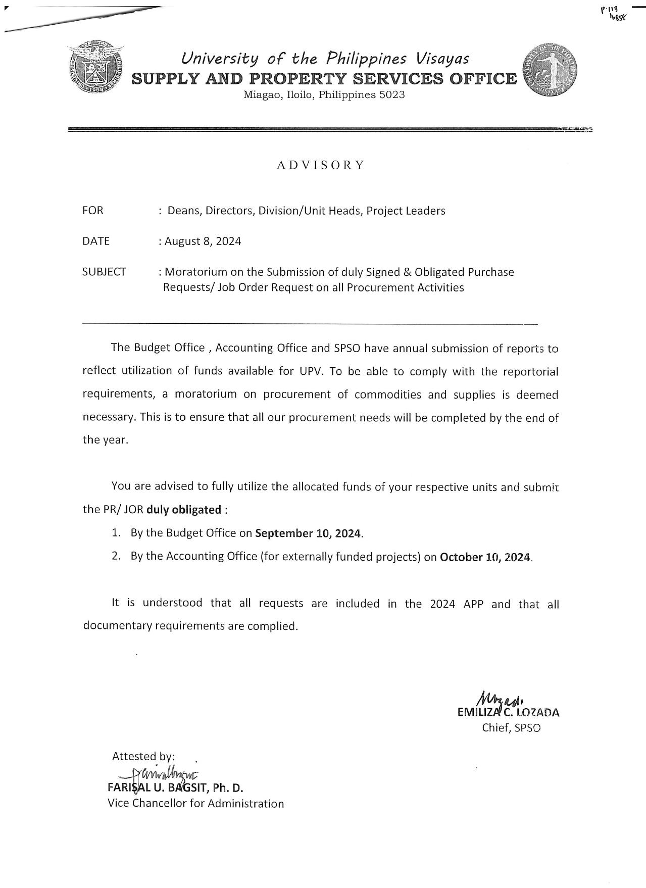 advisoy moratorium 2024