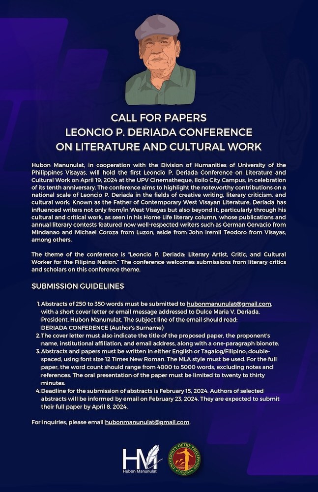 call for papers leoncio deriada conference