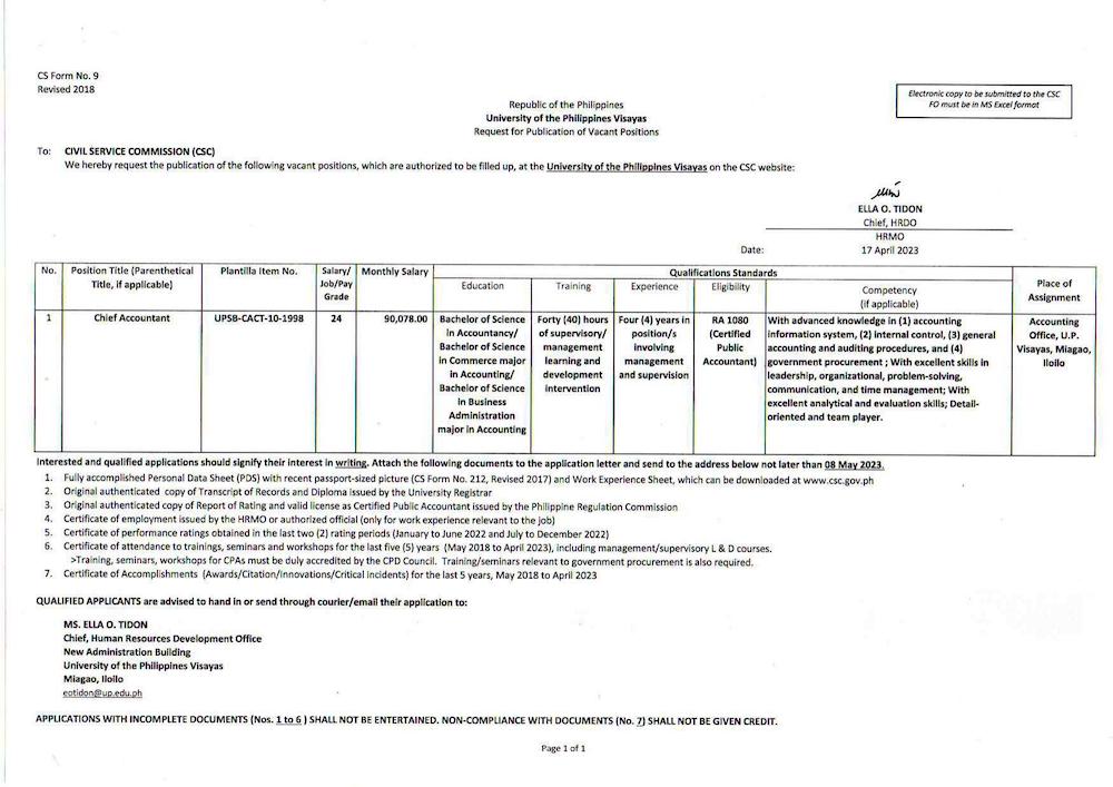 hiring acctg chief acct 0423