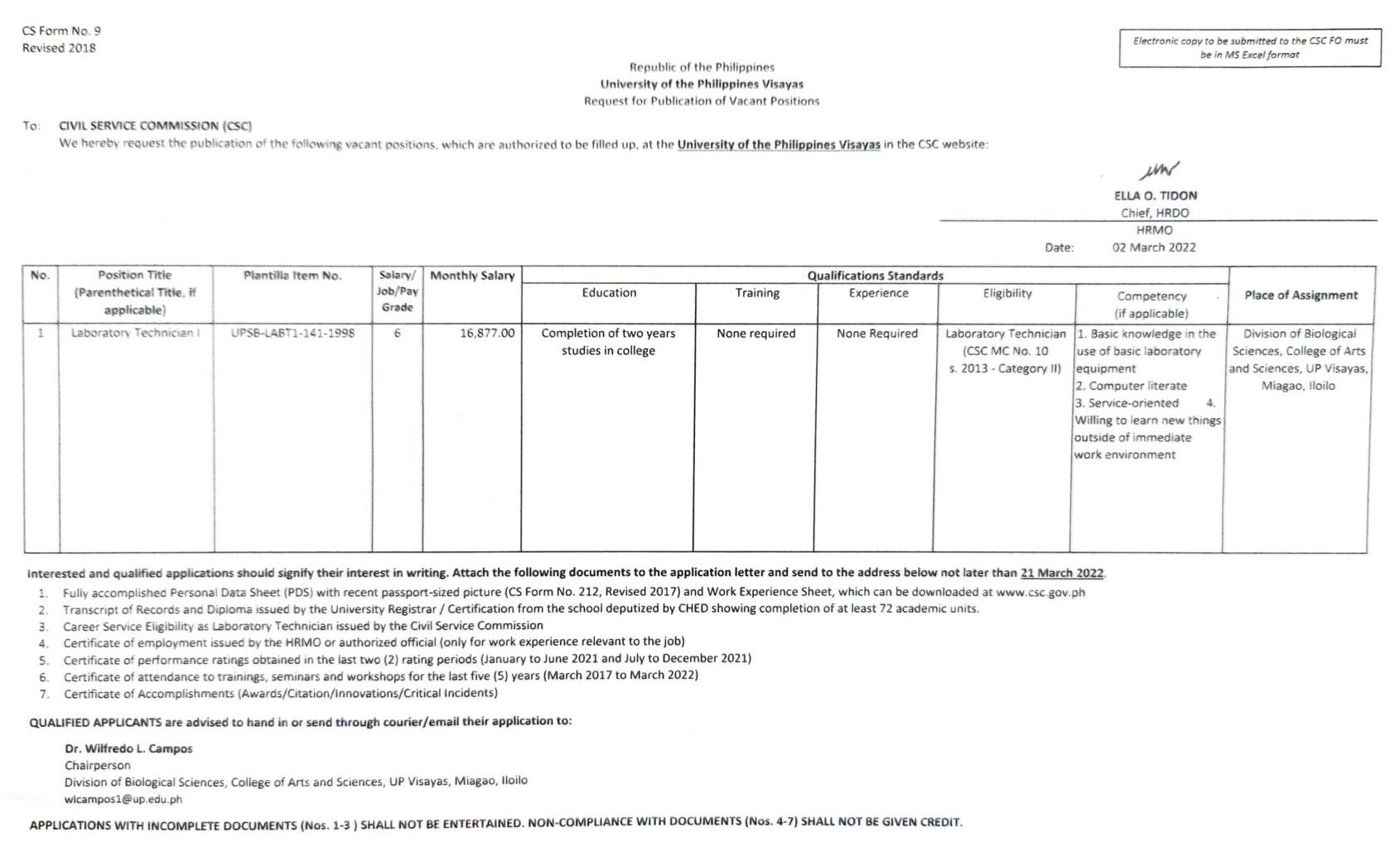 hiring biosci labtech1 0322