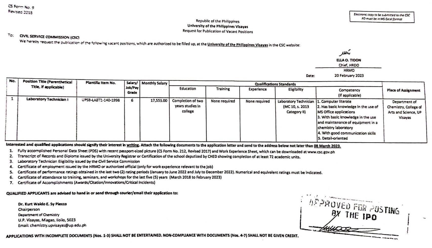 hiring cas chem