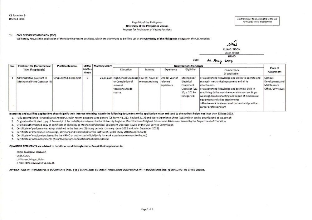 hiring cdmo admin asst3 0523