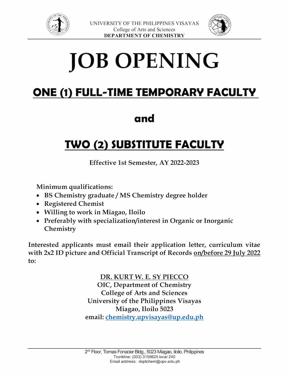 hiring chemdept faculty 0722