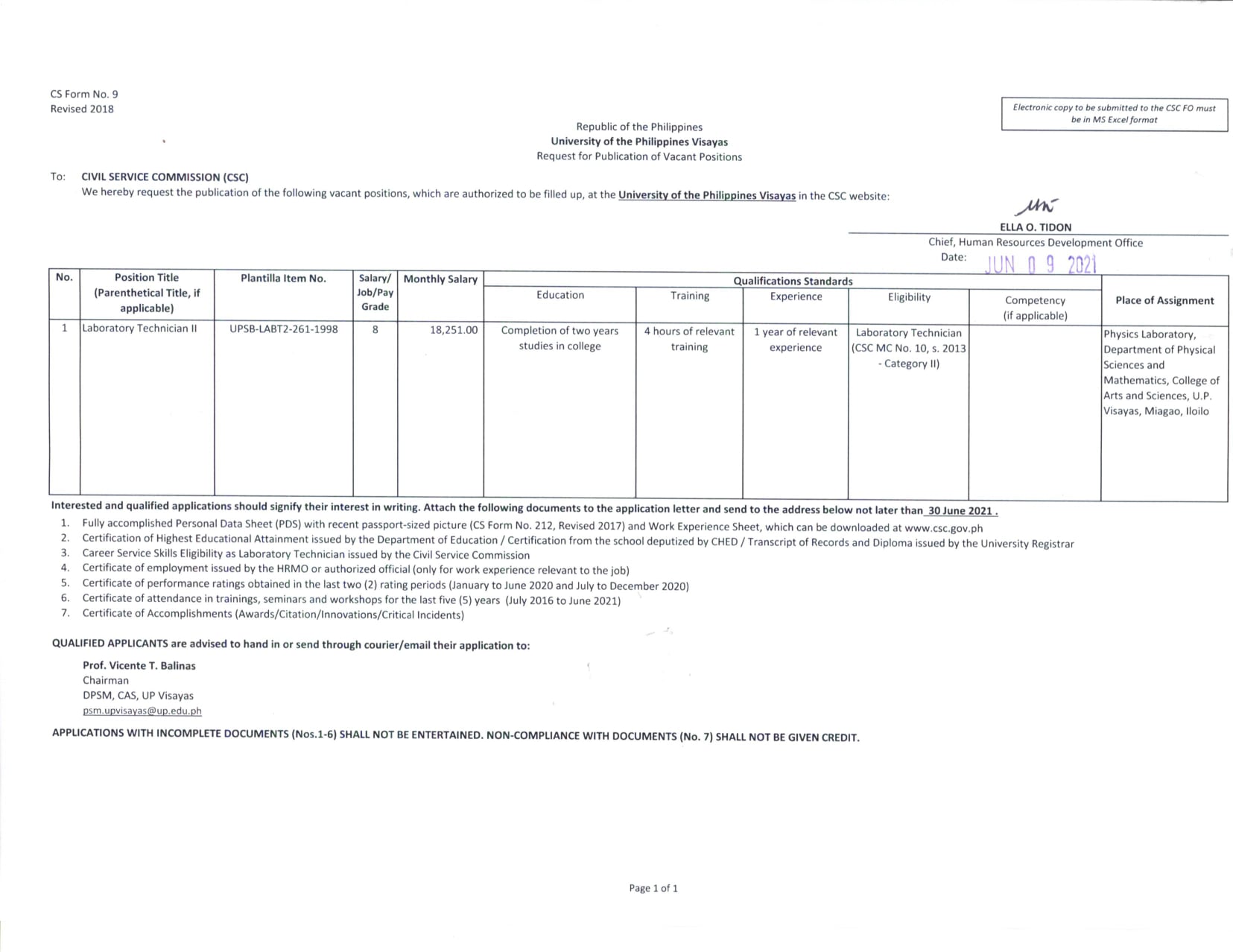 hiring dpsm lab tech2 0621