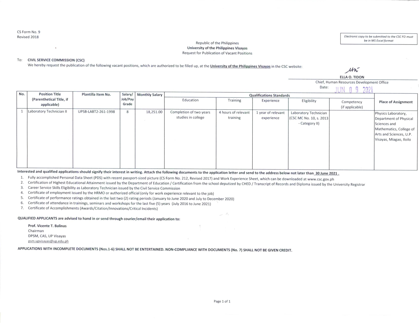 hiring dpsm lab tech2 0621