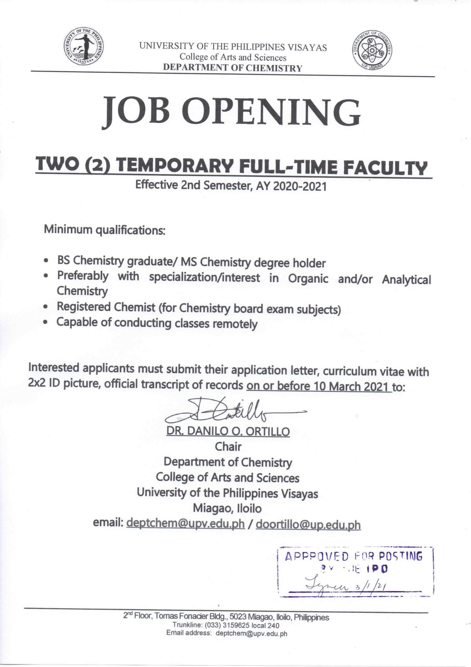 hiring faculty deptchem 0221