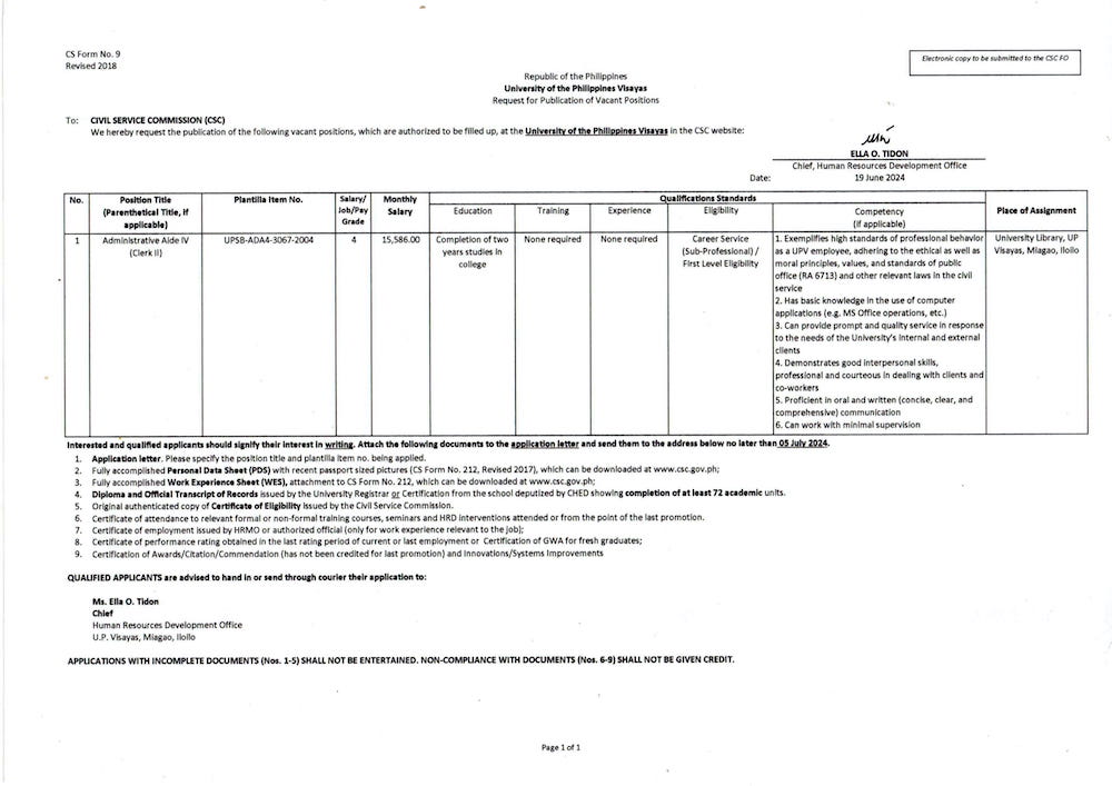 hiring library admin aide4 0624