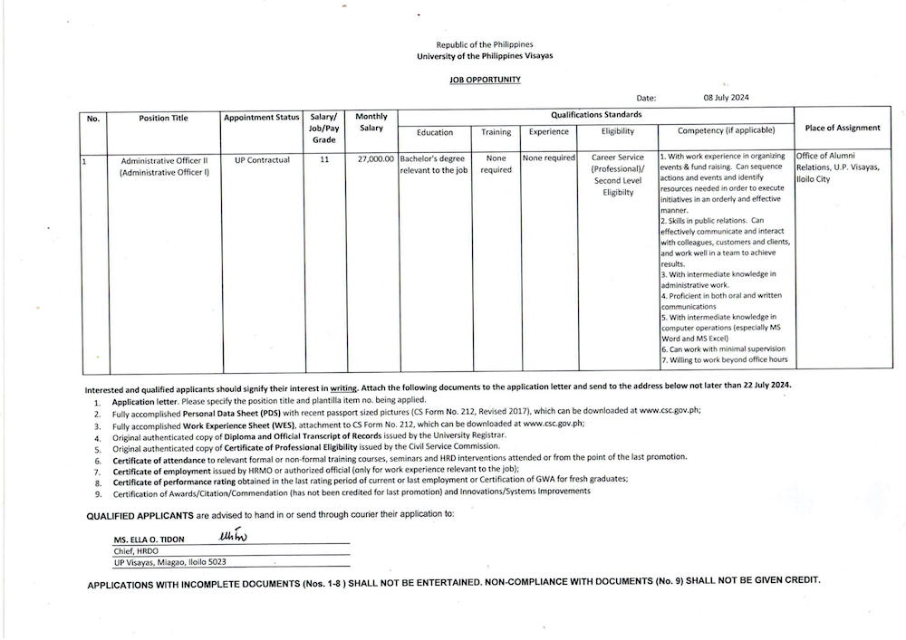 hiring oar ao2 0724
