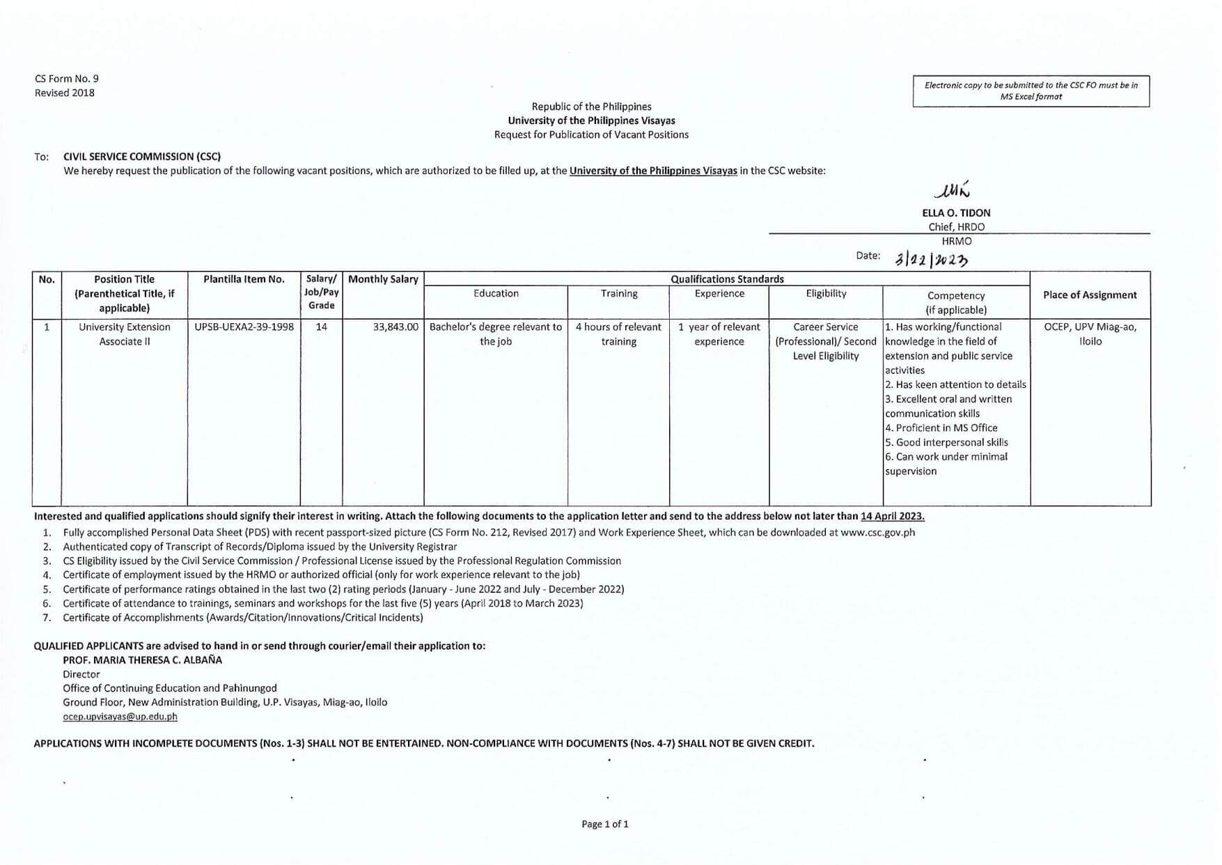 hiring ocep uea2 0323