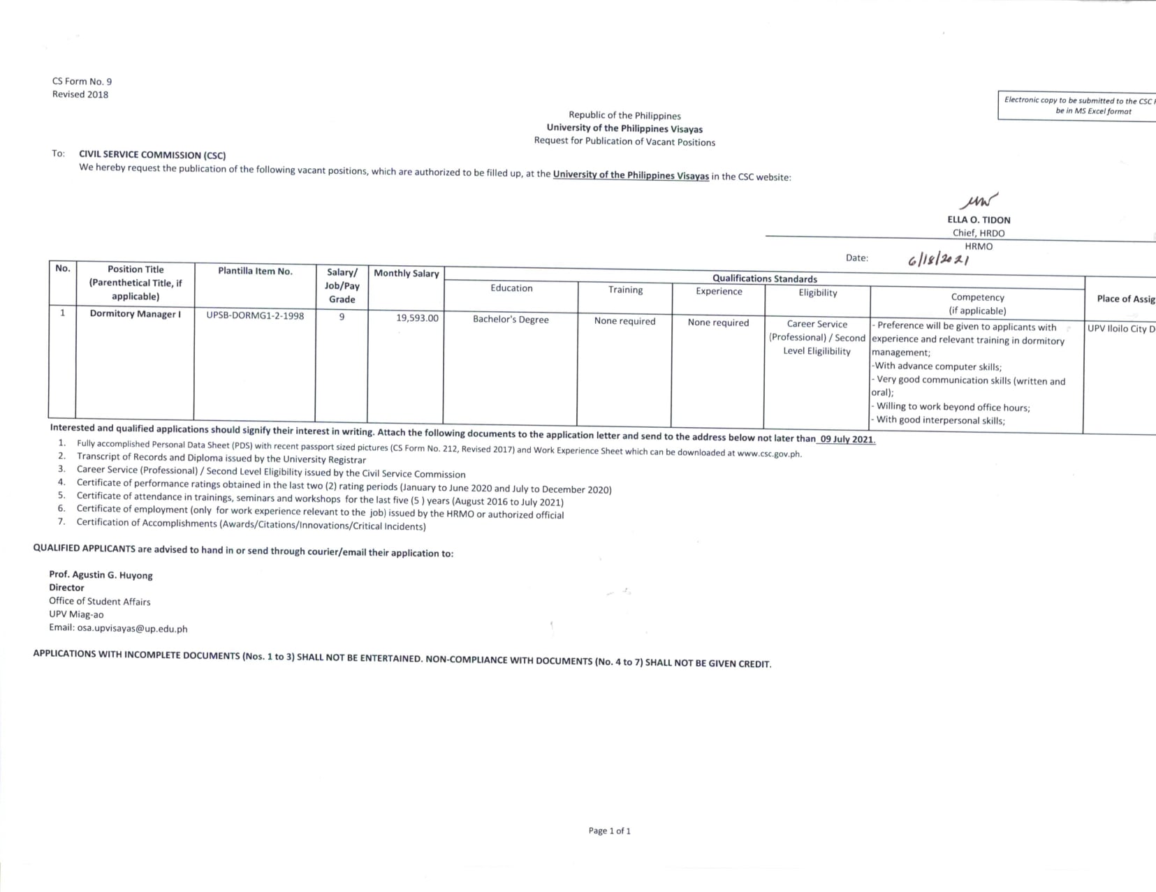 hiring osa dorm manager1 0621