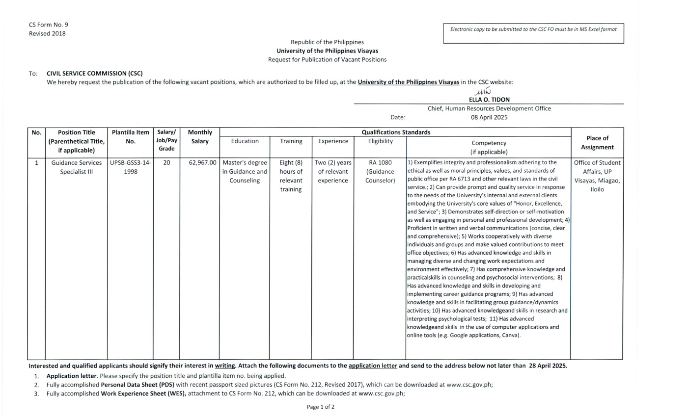 hiring osa gss3 1 0425