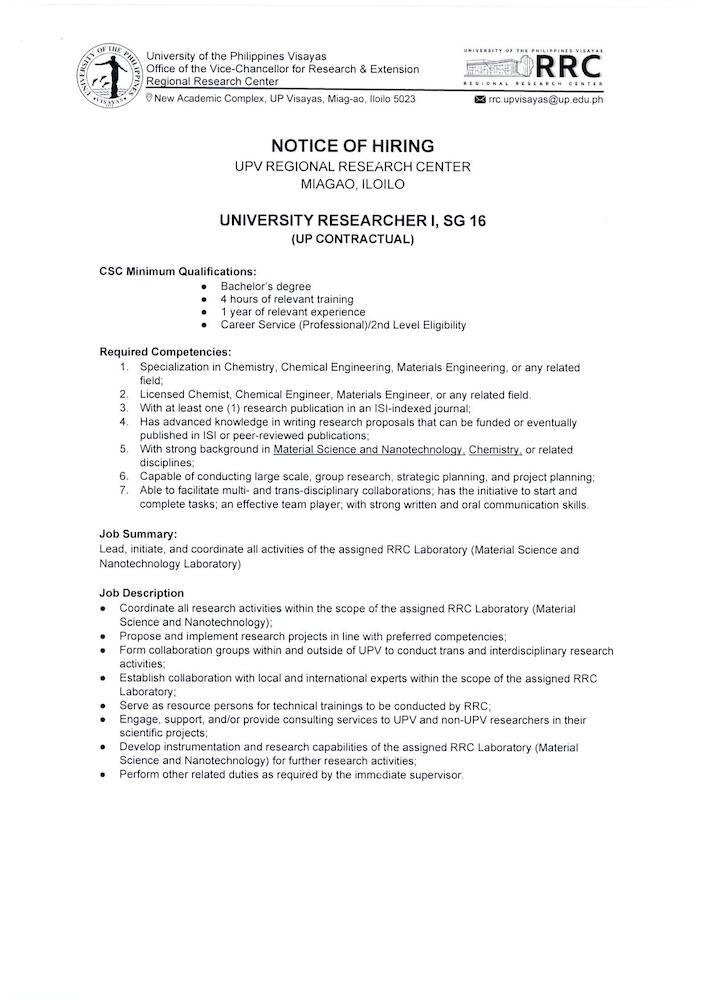 hiring rrc ur1 0924 1
