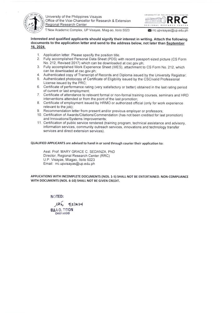 hiring rrc ur1 0924 2