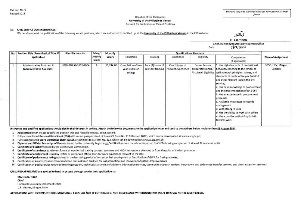 hiring spso aasst2 0724