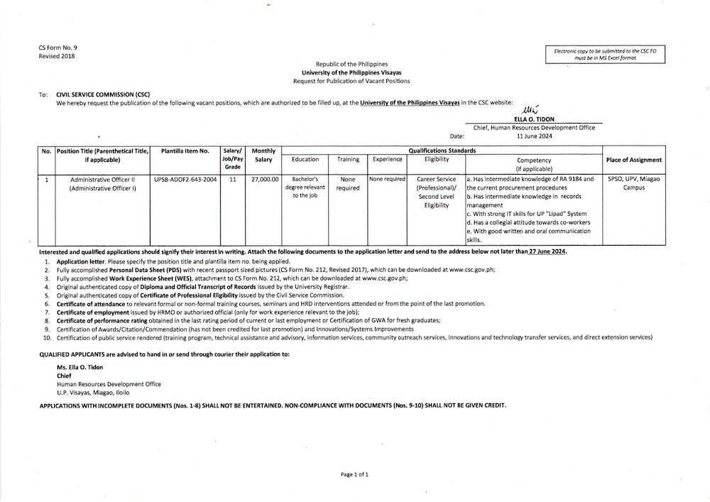hiring spso ao2 0624