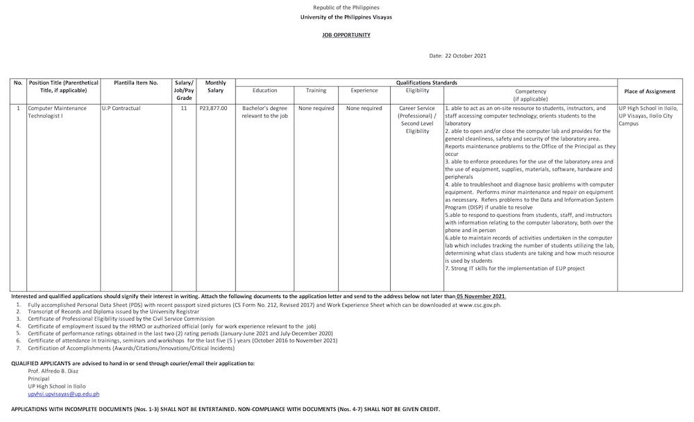 hiring uphsi cmt1 1021