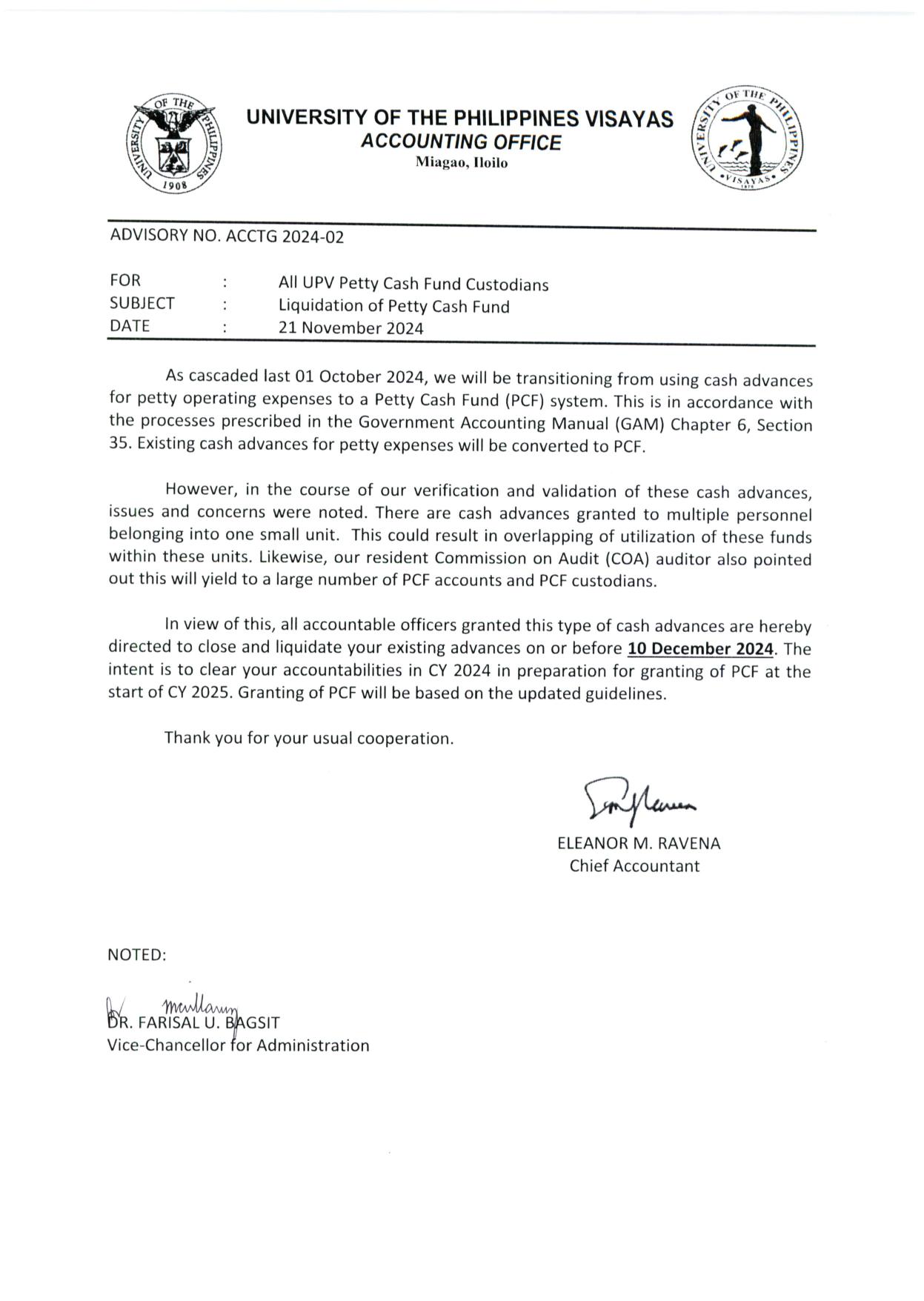 liquidation of pcf 1124
