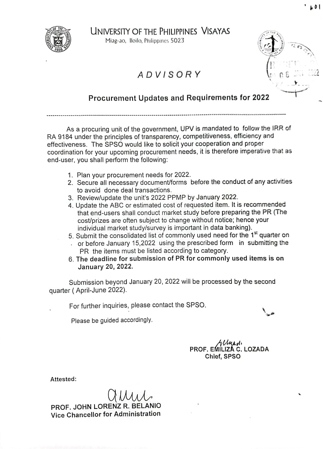 procurement updates reqts 2022