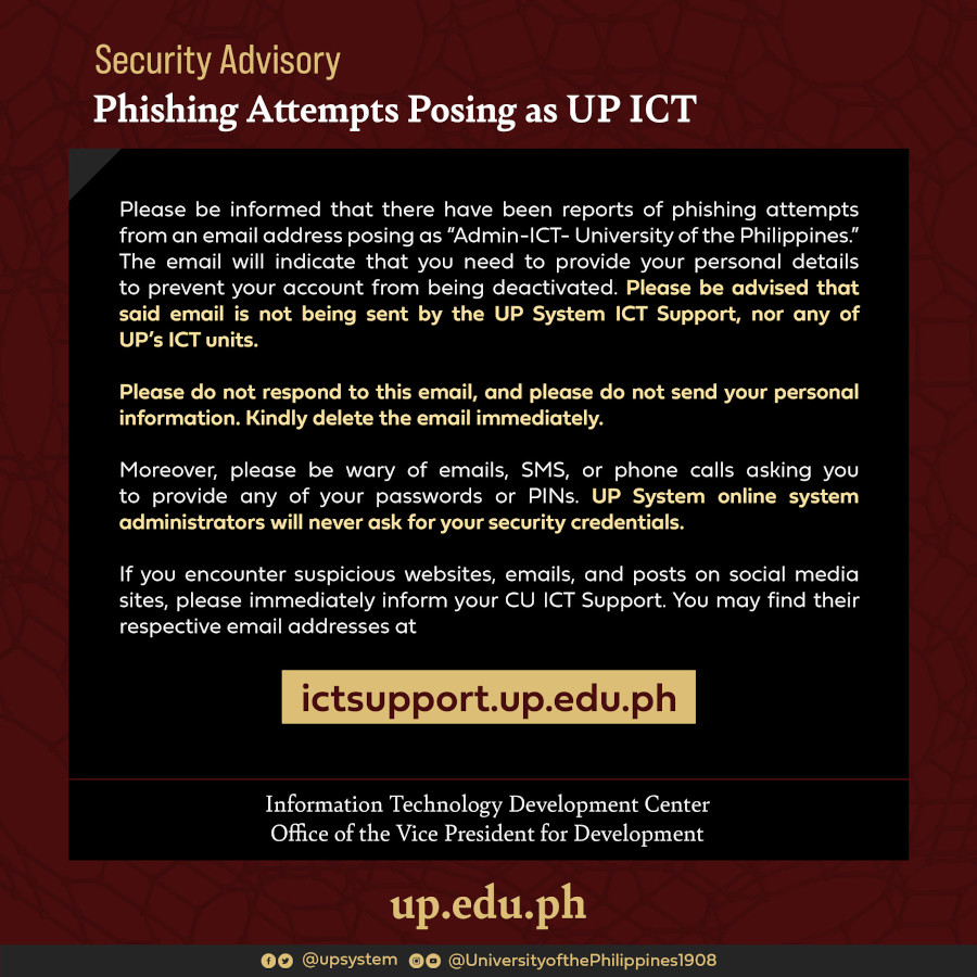 security advisory phishing as upict