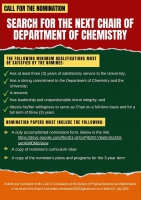 Call for Nominations for the Next Chairperson of the Department of Chemistry