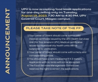 Food Kiosk Applications for One-Day Selling Only 