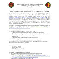 Call for Nominations for the Dean of the UPV Graduate School