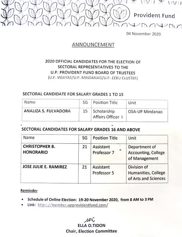 up provident fund announcement