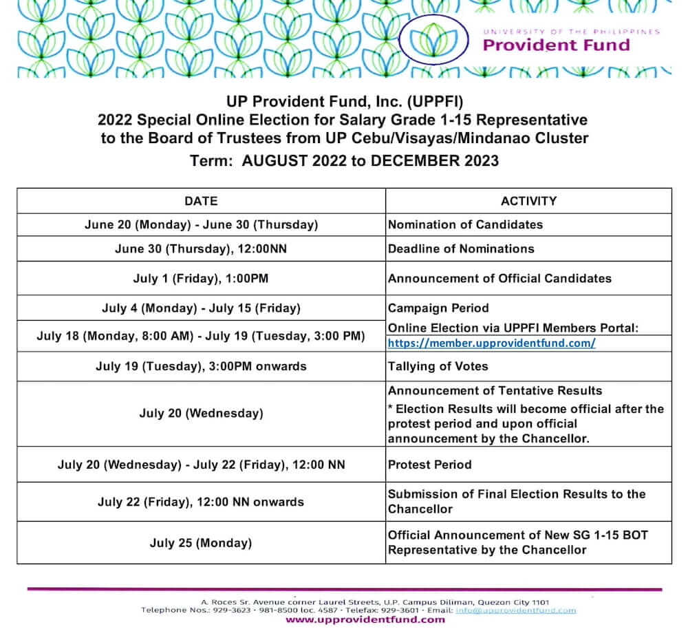uppfi timeline special elections