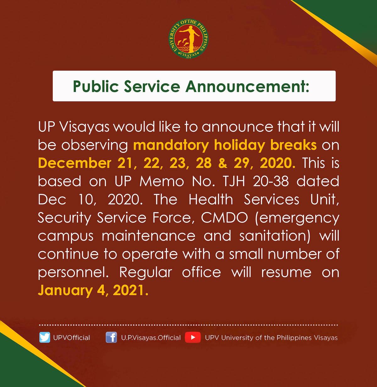 upv mandatory breaks 2020